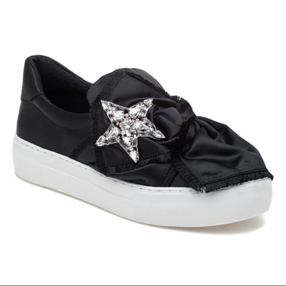 J/SLIDES Astor Black Satin Sneakers
